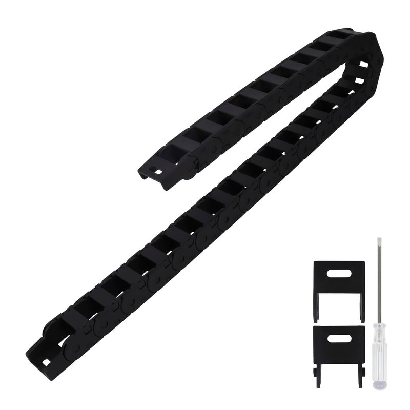 LMioEtool R45 20mm x 30mm(Inner H x Inner W) Black Plastic Cable Wire Carrier Drag Chain 1M Length for CNC, with End Connectors - Bridge Type (Inner Side openable) - Image 1